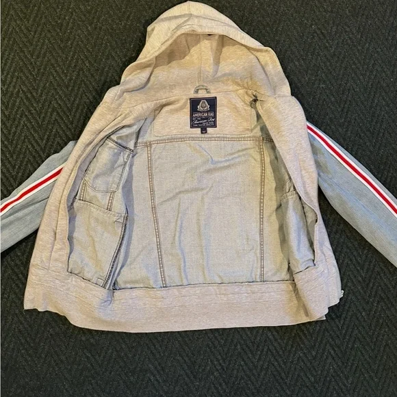 American Rag Light Blue Jean Jacket with Hood - Picture 7 of 10